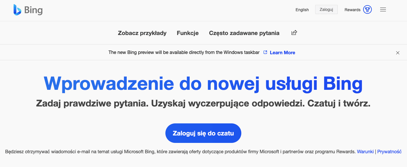 Chat GPT-4 w Bing