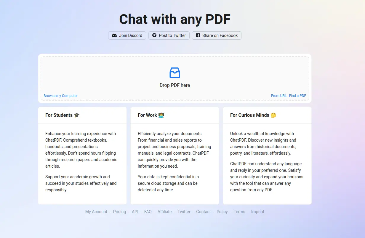 ChatPDF – przeanalizuje i porozmawia na temat załadowanego pliku PDF