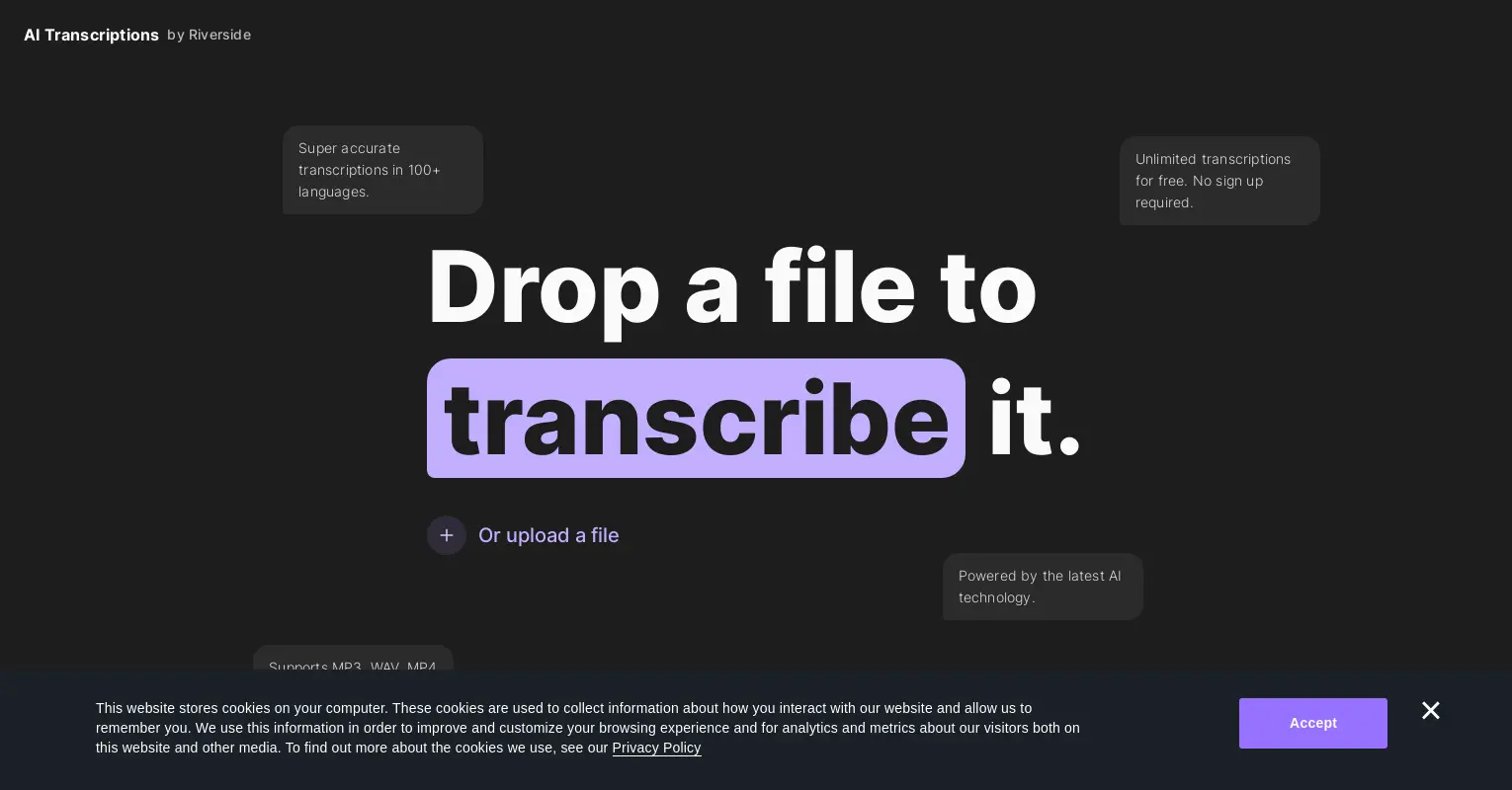 AI Transcription by Riverside