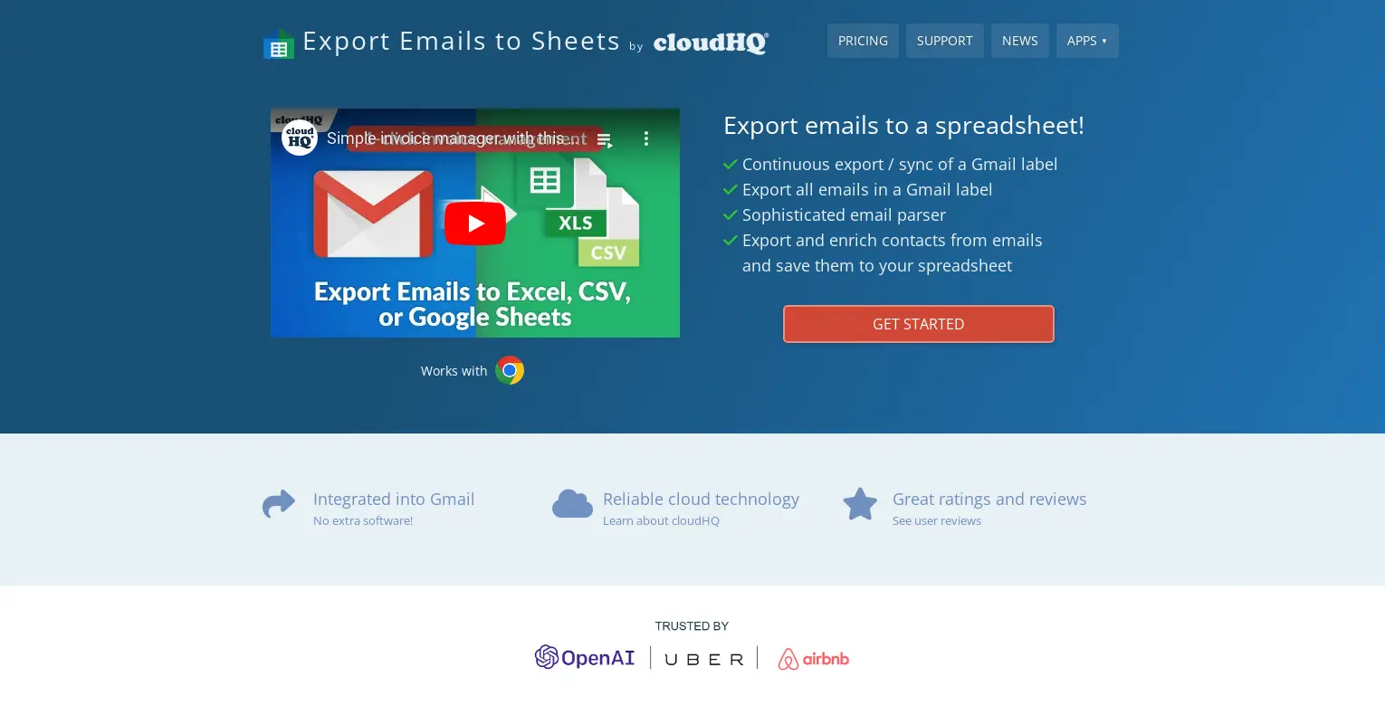 Export Emails to Sheets by cloudHQ