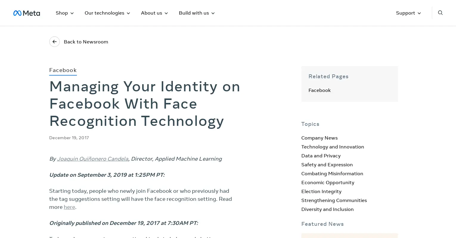 Facial Recognition by FB