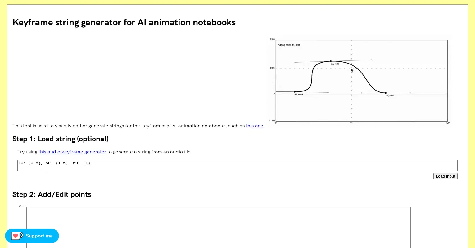 Keyframe string generator for AI animation notebooks