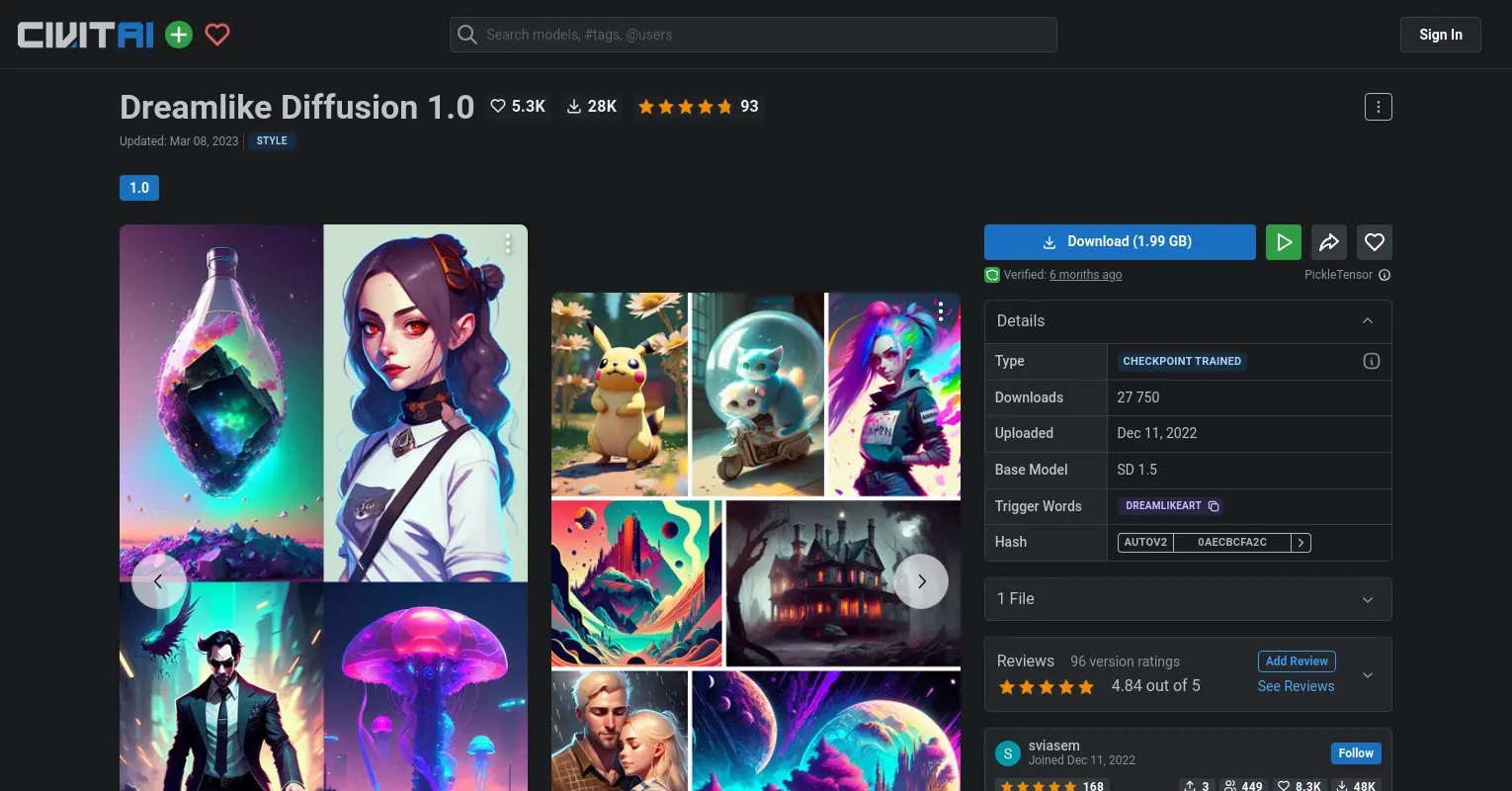 SD Style. Dreamlike Diffusion