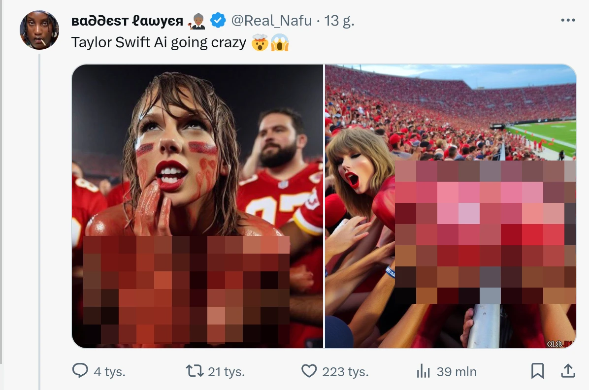Taylor Swift AI / Fałszywe obrazy