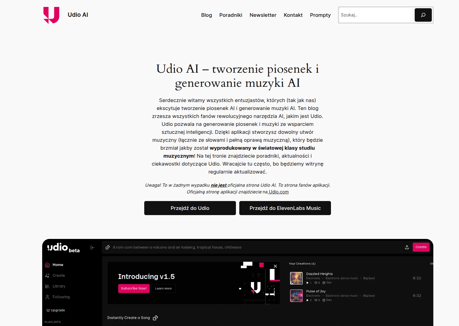 Reklama na blogach o sztucznej inteligencji.